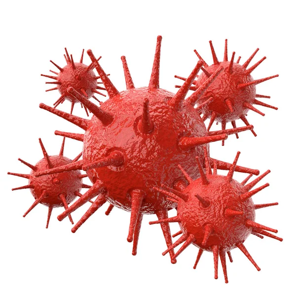 Coronavirus ( COVID 19 ). Mikroskopta virüs hücresi. 3B görüntüleme.