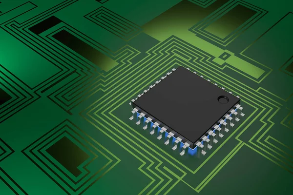 Yazılı devre kartı. 3B görüntüleme.