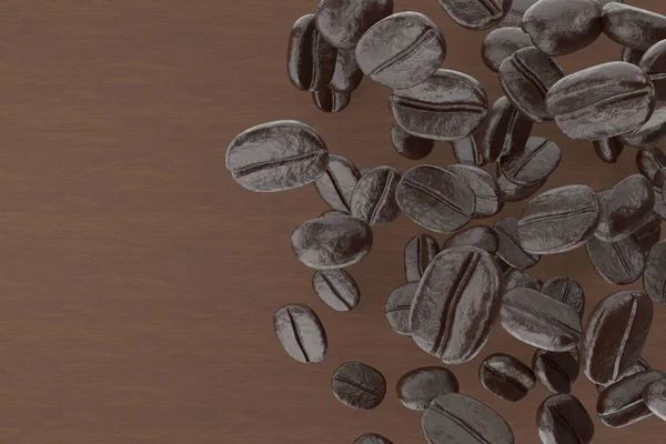 コーヒー豆の背景 3Dレンダリング — ストック写真