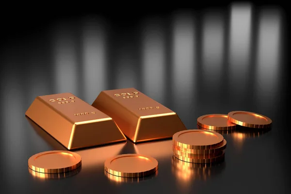 Gold Bars Banner Design Rendering — стоковое фото