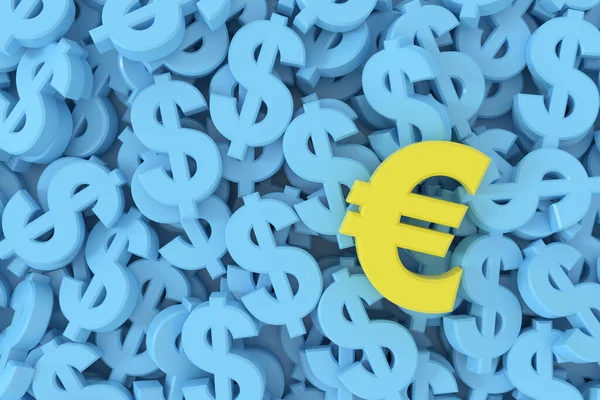 Euro Och Dollar Tecken Utbyte Banner Rendering — Stockfoto