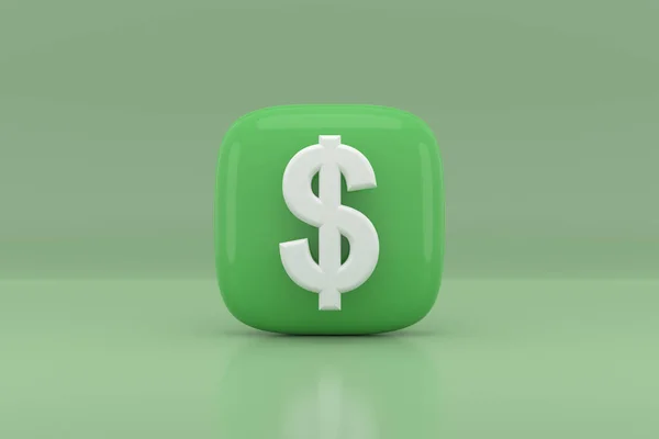 Ikona Znaku Dolara Renderowanie — Zdjęcie stockowe