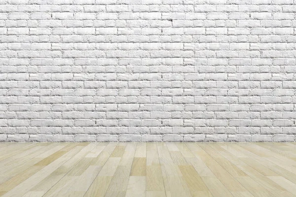 Empty Sceen Brick Texture Wooden Floor Rendering — Stockfoto
