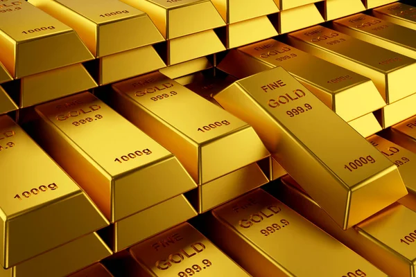 Gold Bars Website Banner Rendering Gold Bars — Zdjęcie stockowe