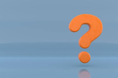 Soru işareti işareti. SSS pankartı tasarımı, 3B oluşturma.