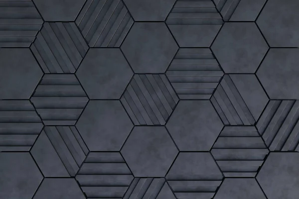 Abstract Background Hexagon Modern Tile Wall Rendering — Stok fotoğraf