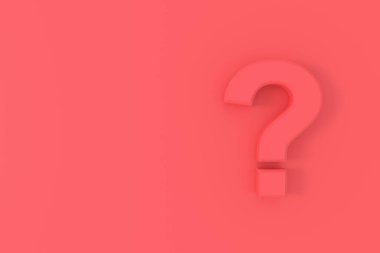 Soru işareti pankartı. 3B görüntüleme.