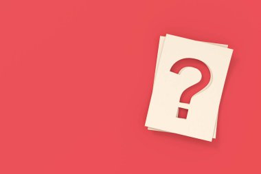 SSS pankart tasarımı. Soru işareti işareti. 3B görüntüleme.