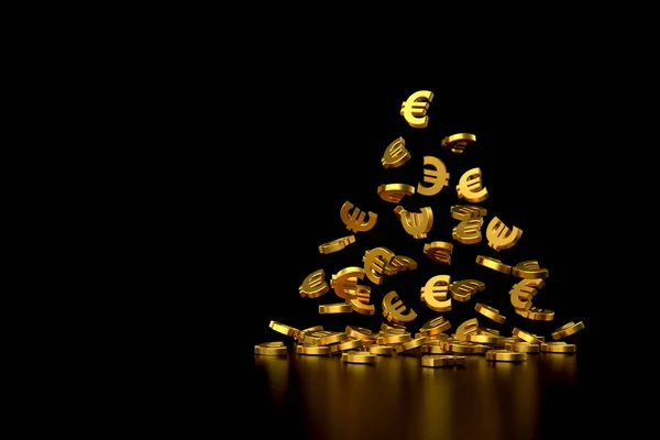 Caindo Sinal Euro Dourado Renderização — Fotografia de Stock
