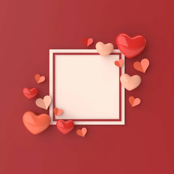 Heart frame. Valentine background. 3D illustration.