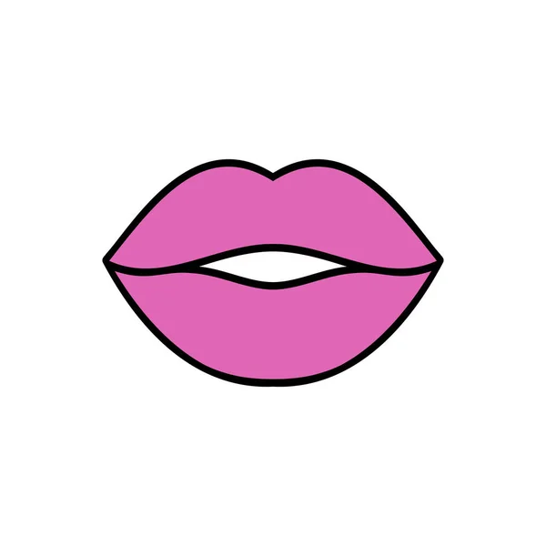 嘴唇的例子 矢量图标 白色上孤立的符号 酷性感粉红吻 用于印刷品 流行艺术 装饰板和背景的卡通标志 — 图库矢量图片