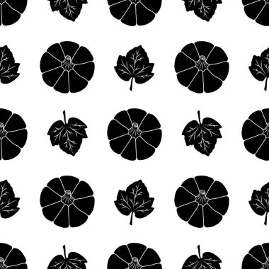 Kusursuz düşüş şekli. Arkaplanda beyaz çizgili siyah balkabakları. Vektör çizimi. Modern arkaplan dekorasyonu, kartlar, afişler, tatil tasarımları, baskılar, ambalajlar, tekstil, kumaşlar için