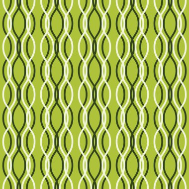 Açık yeşil arka planda birbirine dolanmış serin dikey dalgalı çizgiler. Vektörsüz desen. İllüstrasyon tatil geçmişi, Noel, tebrik kartı tasarımı, tekstil, ambalaj, duvar kağıdı için harika.