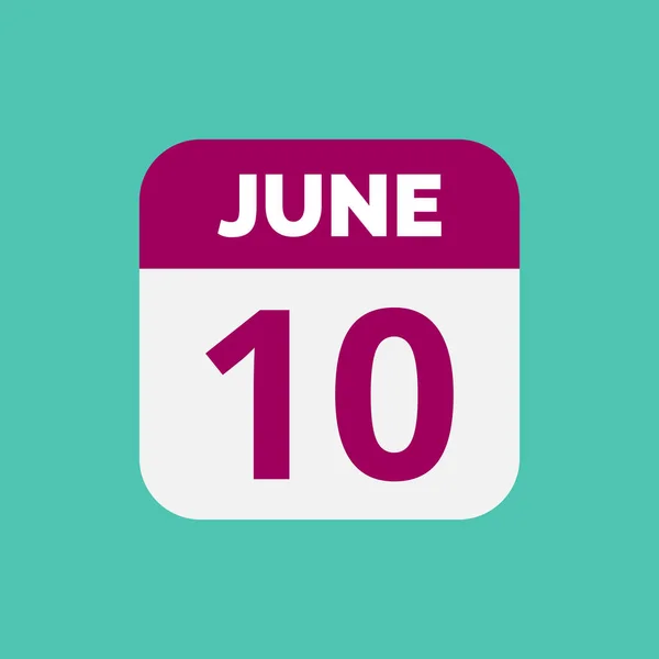 Juni Kalenderdatum Ikon — Stock vektor