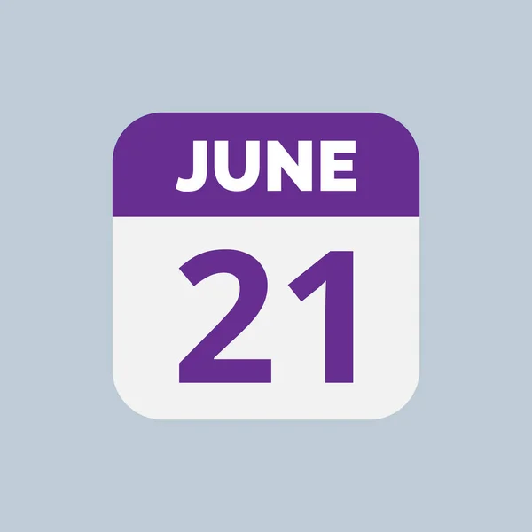 Juni Kalender Datum Ikon — Stock vektor