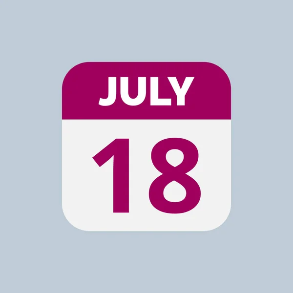 Julho Calendário Ícone Data — Vetor de Stock