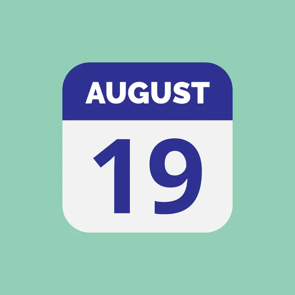 Augusti Kalender Datum Ikon — Stock vektor