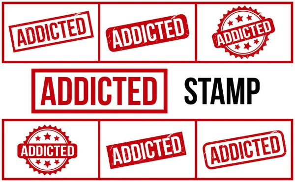 Addicted Rubber Stamp Set Vector — ストックベクタ