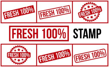 Fresh 100% Rubber Stamp Set Vector