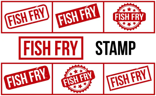Fish Fry Rubber Stamp set Vector