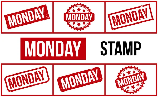 Monday Rubber Stamp Set Vector — Archivo Imágenes Vectoriales