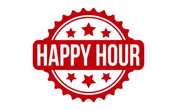 Happy Hour Vetor Selo Borracha — Vetor de Stock