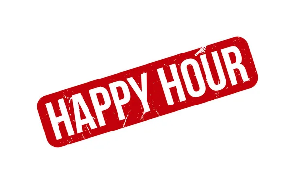 Happy Hour Vetor Selo Borracha — Vetor de Stock