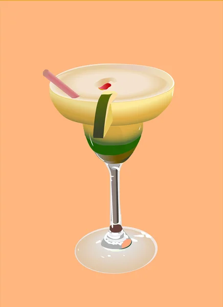 Cocktail met een schijfje van kalk. vectorillustratie — Stockvector