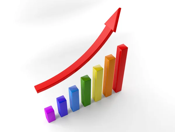 Obchodní grafy s červenou šipkou rostoucí — Stock fotografie