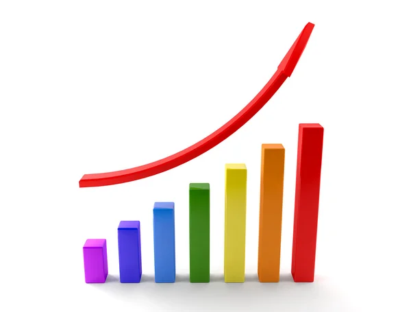 上昇の赤い矢印を持つビジネス グラフ — ストック写真