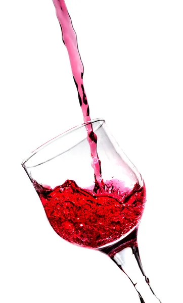 Spruzzare in un bicchiere di vino rosso — Foto Stock