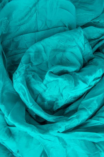 Textil colorido de cerca en verde-azul brillante —  Fotos de Stock