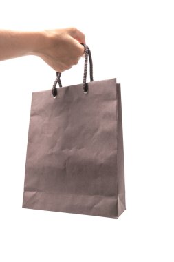 kahverengi çanta tutmak el