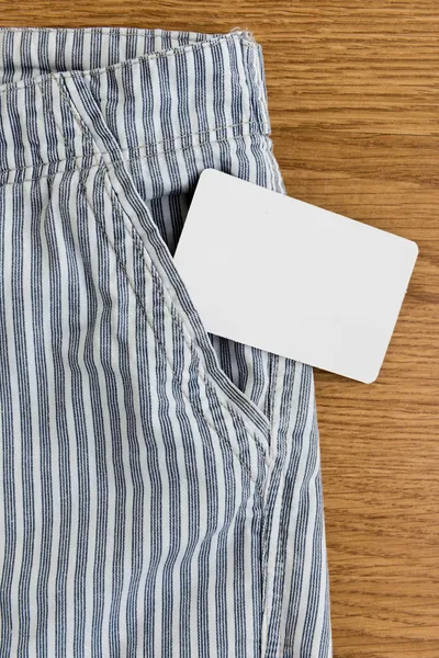 Τσέπη με μια πιστωτική κάρτα ή τηλεφωνική κάρτα ή κάρτα όνομα — Φωτογραφία Αρχείου