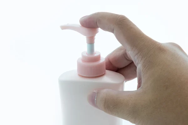 Close up Plastic bottle of skin care product — Stock Photo, Image