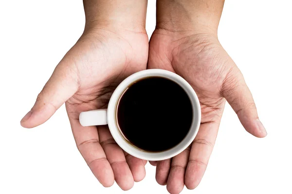 Segurando xícara quente de café — Fotografia de Stock