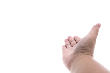 bir adam sağ elini aç