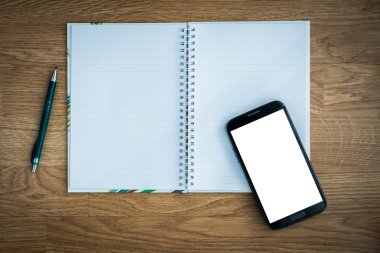 kalem ve smartphone ve defter