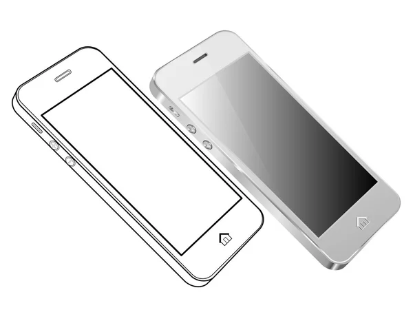 Prata Smart Phone Vector —  Vetores de Stock