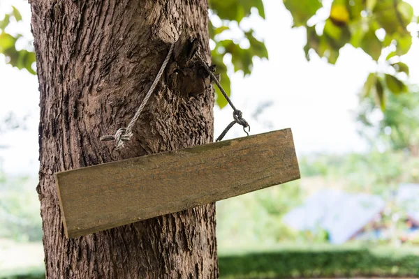 Sign hung on the tree — Stock Photo, Image