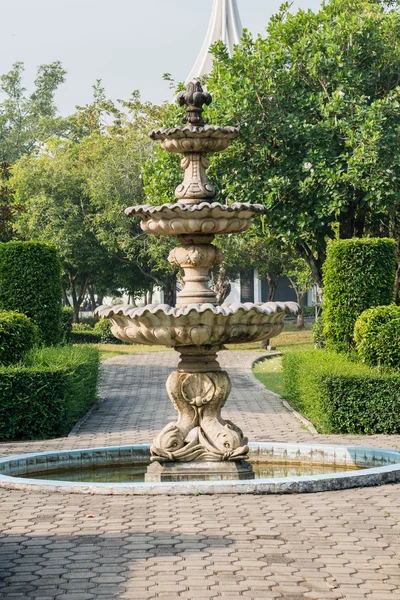 Road in a public park lead to the fountain — Stock Photo, Image