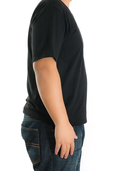 Primer plano del hombre lateral en camiseta en blanco — Foto de Stock