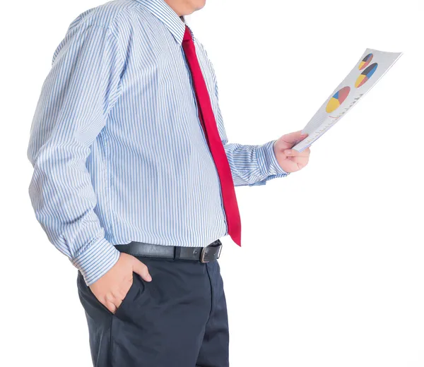 Businessman hands showing white statistics board — Stock Photo, Image