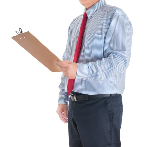 Hombre de negocios manos mostrando blanco tablero en blanco — Foto de Stock