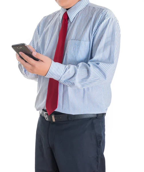 Közelkép egy férfiról, aki mobiltelefont használ. — Stock Fotó