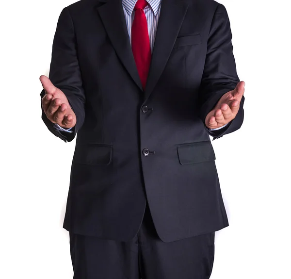 Businessman open two hand isolated — Stock Photo, Image