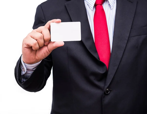 Man's hand showing business card — Stock Photo, Image