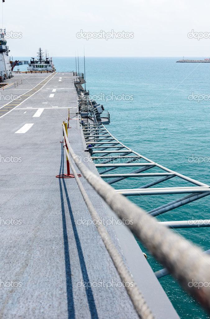 Runway at takeoff on battleship