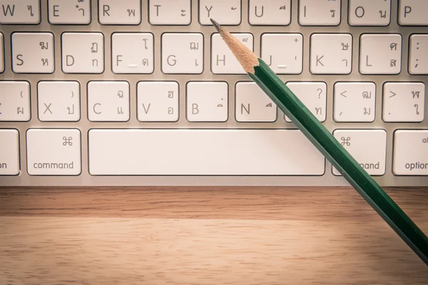 Pencil and Computer Laptop — Stock Photo, Image