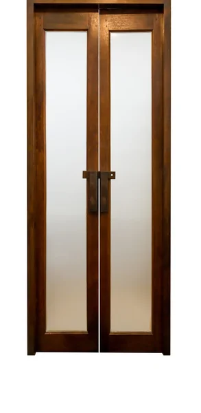 Dřevěné dveře na bílém pozadí — Stock fotografie